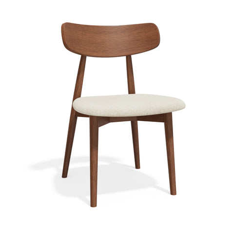 Lot de 2 chaises SEPIA velours chenillé crème et pieds noyer