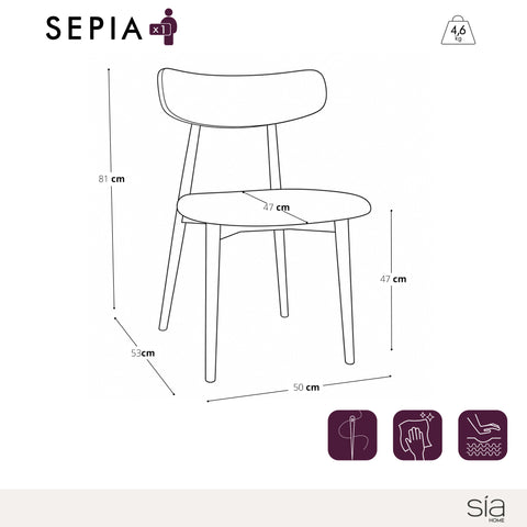 Lot de 2 chaises SEPIA velours chenillé crème et pieds noyer