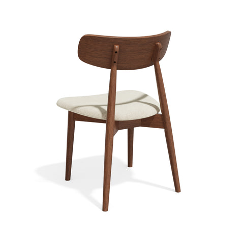 Lot de 2 chaises SEPIA velours chenillé crème et pieds noyer