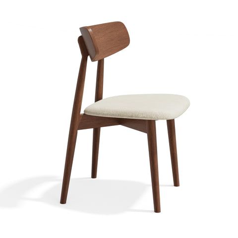 Lot de 2 chaises SEPIA velours chenillé crème et pieds noyer