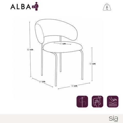 Lot de 2 chaises ALBA velours texturé