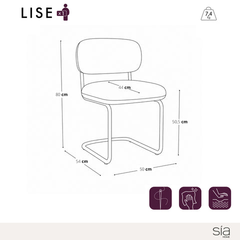 Lot de 2 chaises LISE tissu tramé toucher doux