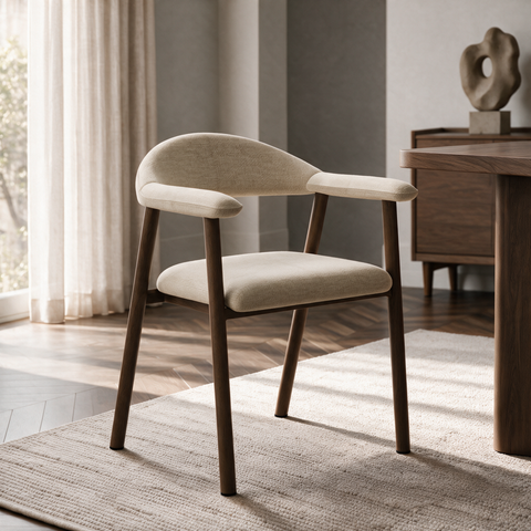 Lot de 2 chaises HUDSON velours chenillé pieds chêne foncé