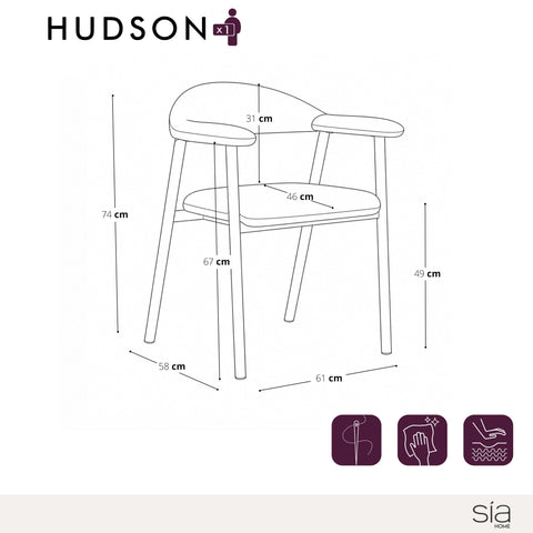 Lot de 2 chaises HUDSON velours chenillé pieds chêne