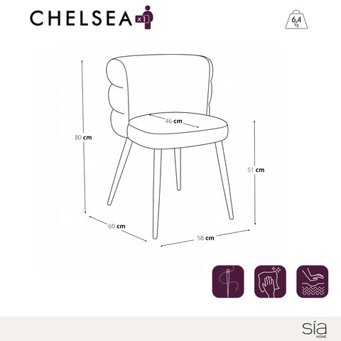 Lot de 2 chaises CHELSEA velours texturé