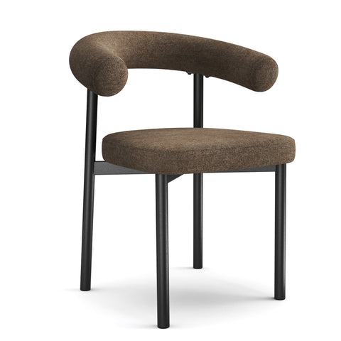Lot de 2 chaises HARPER tissu tramé toucher doux pieds noirs