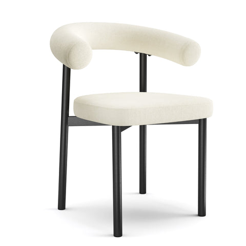 Lot de 2 chaises HARPER tissu tramé toucher doux pieds noirs