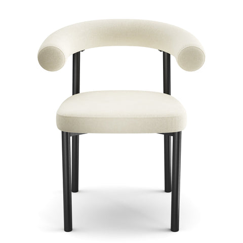 Lot de 2 chaises HARPER tissu tramé toucher doux pieds noirs