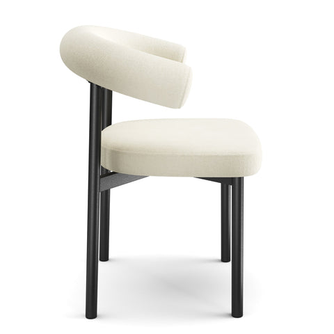 Lot de 2 chaises HARPER tissu tramé toucher doux pieds noirs