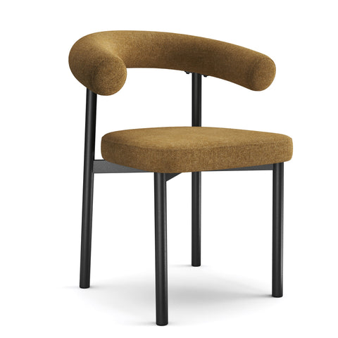 Lot de 2 chaises HARPER tissu tramé toucher doux pieds noirs