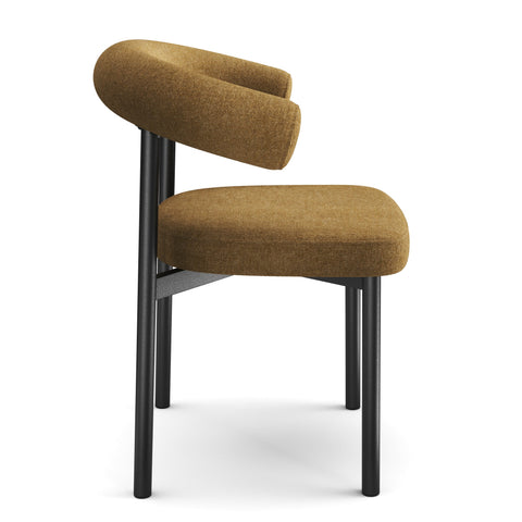 Lot de 2 chaises HARPER tissu tramé toucher doux pieds noirs