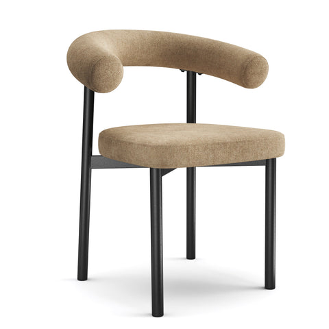 Lot de 2 chaises HARPER tissu tramé toucher doux pieds noirs
