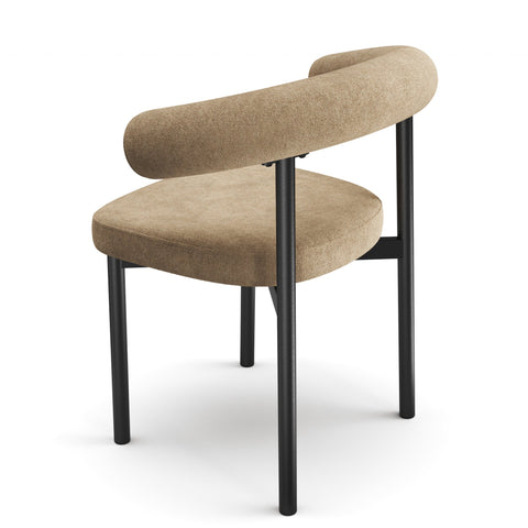 Lot de 2 chaises HARPER tissu tramé toucher doux pieds noirs