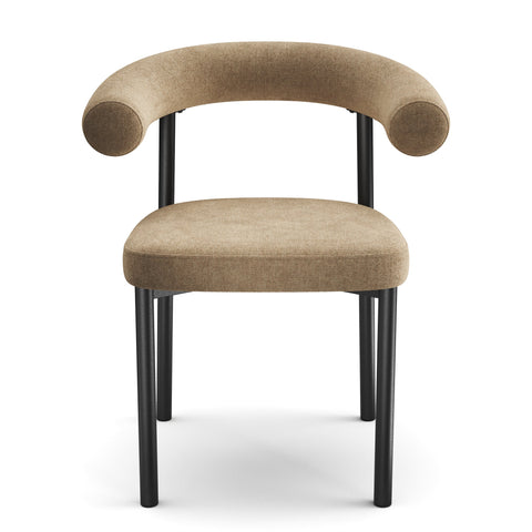 Lot de 2 chaises HARPER tissu tramé toucher doux pieds noirs