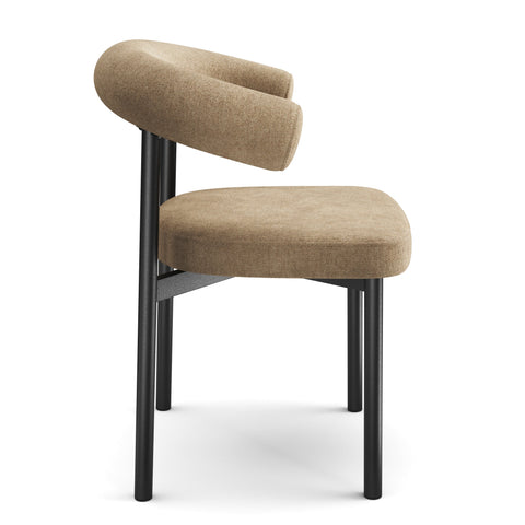 Lot de 2 chaises HARPER tissu tramé toucher doux pieds noirs