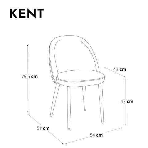 Lot de 2 Chaises Kent Tissus passepoil Pieds Noirs mat