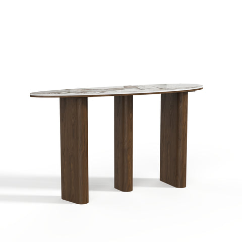 Console PIETRA céramique Pandora et bois noyer foncé 120cm