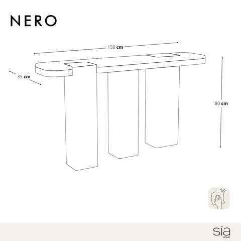 Console NERO marbre naturel et bois noyer foncé 150 cm
