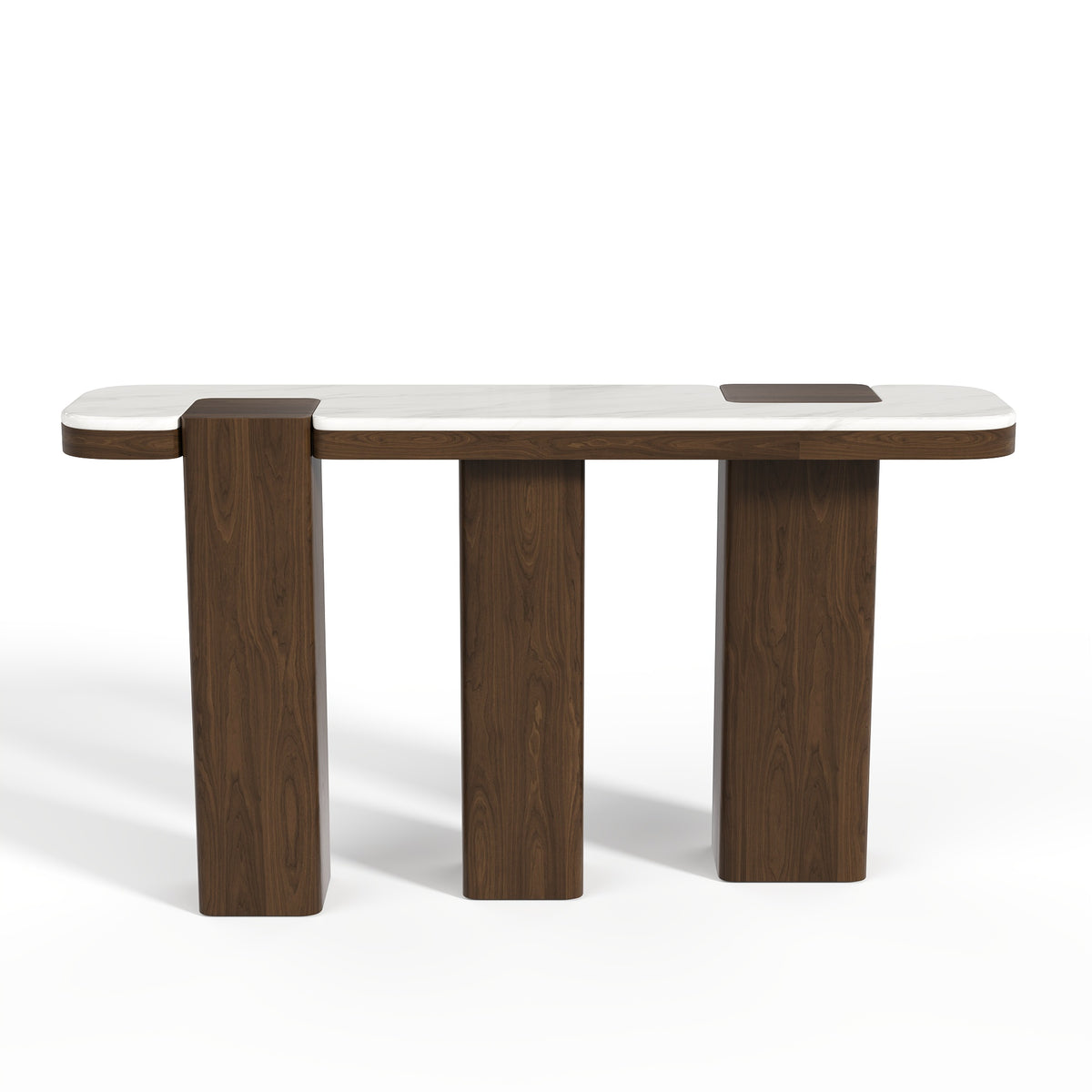 Console NERO marbre naturel et bois noyer foncé 150 cm– Sia Home