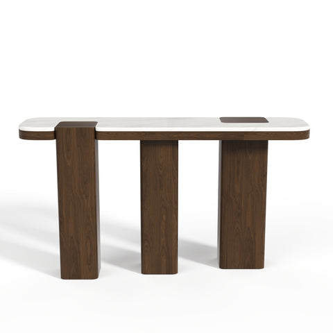 Console NERO marbre naturel et bois noyer foncé 150 cm