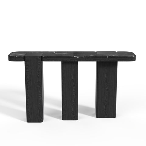 Console NERO marbre noir naturel et chêne noir 150cm