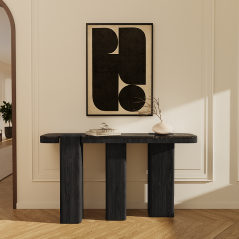Console NERO marbre noir naturel et chêne noir 150cm