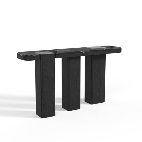 Console NERO marbre noir naturel et chêne noir 150cm