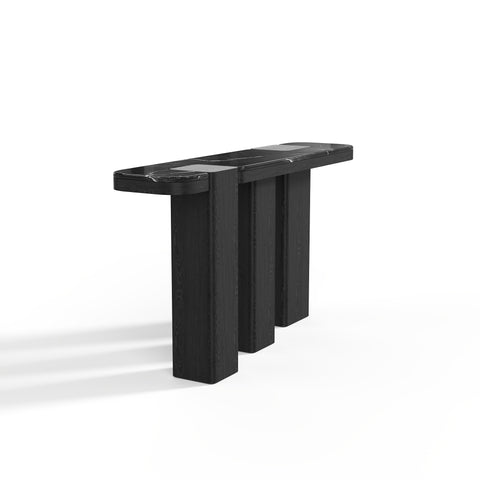 Console NERO marbre noir naturel et chêne noir 150cm