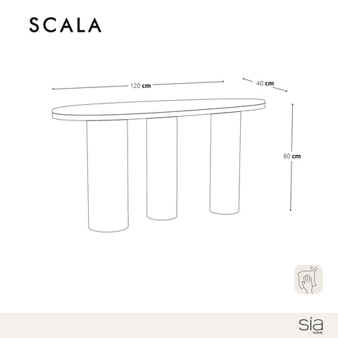 Console SCALA marbre beige naturel et bois noyer foncé 120cm
