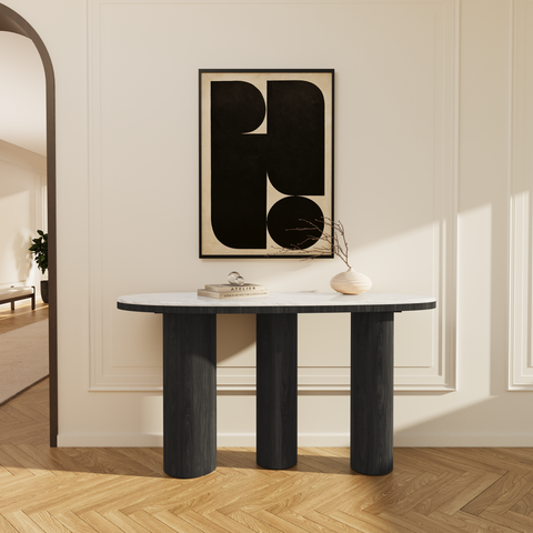 Console SCALA marbre naturel et chêne noir 120 cm