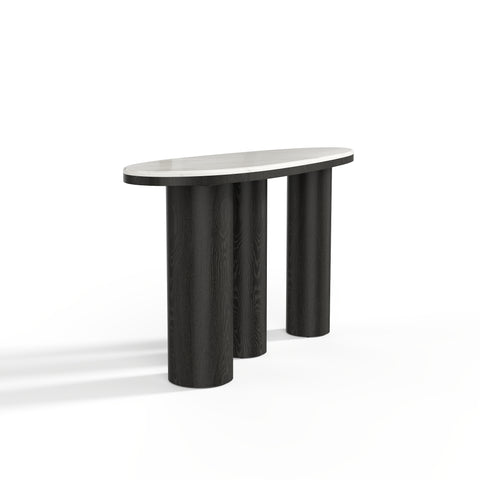 Console SCALA marbre naturel et chêne noir 120 cm