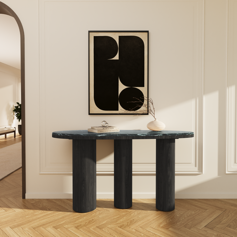 Console SCALA marbre naturel et chêne noir 120 cm