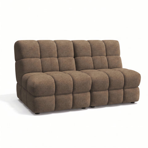 2 fauteuils chauffeuses SEVENTY tissu tramé toucher doux marron glacé