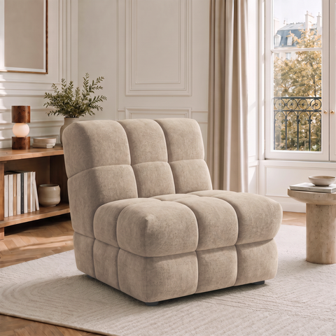 Fauteuil SEVENTY tissu tramé toucher doux