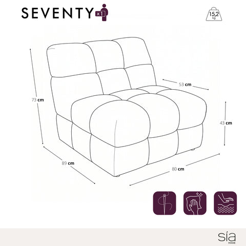 Fauteuil SEVENTY tissu tramé toucher doux