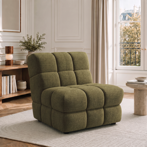 Fauteuil SEVENTY tissu tramé toucher doux