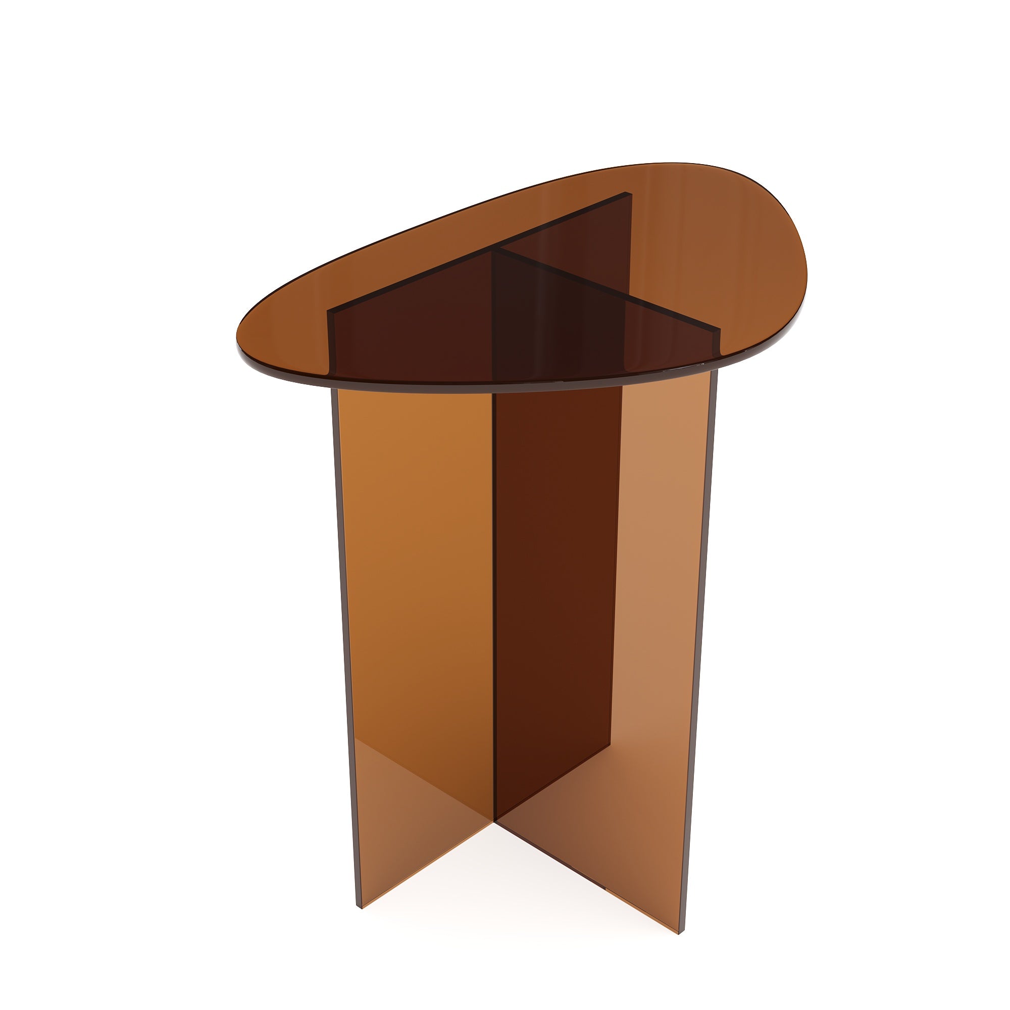 Table D'Appoint Design Laguna - Verre Marron Doré, Forme Ovale - Beliani