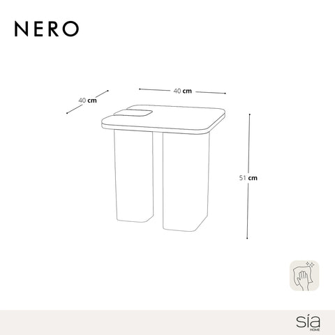 Table d'appoint NERO marbre naturel et bois noyer foncé 40cm