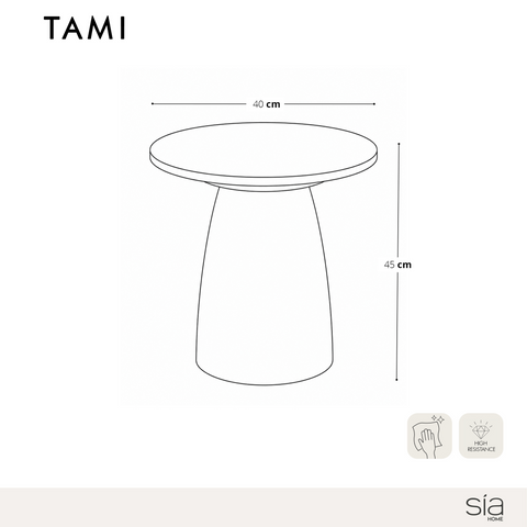 Table d'appoint TAMI céramique et bois noyer 40cm
