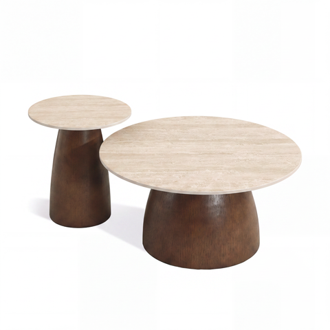 Table d'appoint TAMI céramique et bois noyer 40cm
