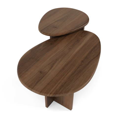 Lot de 2 tables basses gigognes CEDRA noyer