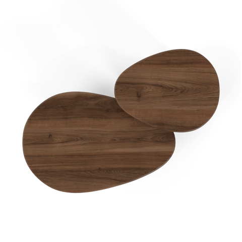 Lot de 2 tables basses gigognes CEDRA noyer