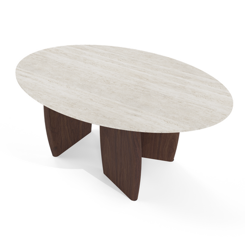 Table basse BALI céramique aspect travertin 90cm