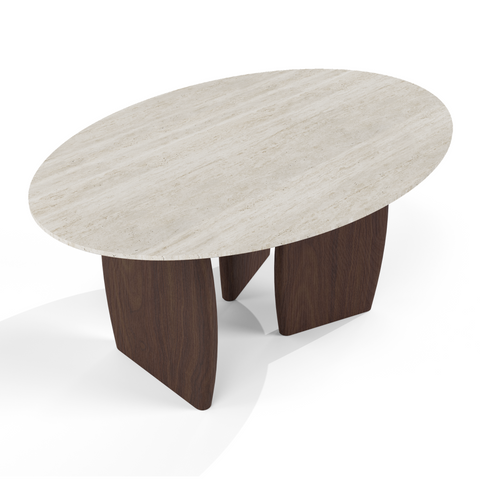 Table basse BALI céramique aspect travertin 90cm