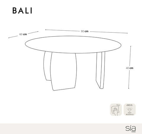 Table basse BALI céramique aspect travertin 90cm