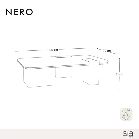 Table basse NERO marbre naturel et bois noyer foncé