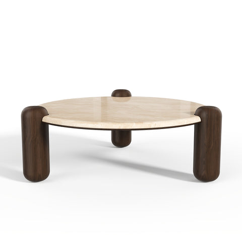 Table basse LUCE marbre naturel et bois 86cm