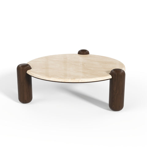Table basse LUCE marbre naturel et bois 86cm