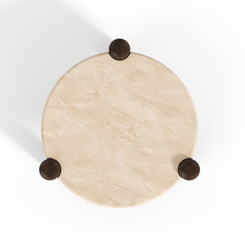 Table basse LUCE marbre naturel et bois 86cm