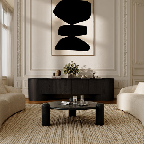 Table basse LUCE marbre naturel et bois 86cm